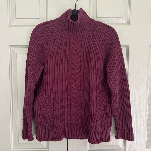 lululemon Mockneck cable knit bring the cozy sweater burgundy maroon - Picture 3 of 5